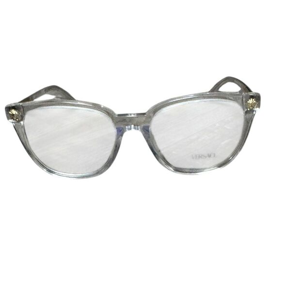 USED IN BOX! VERSACE 3242A 148 Transparent Crystal Plastic Round Eyeglasses 54mm - Picture 4 of 11
